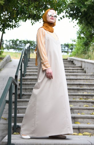 Beige Hijab Dress 5024-03