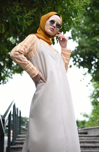Beige Hijab Kleider 5024-03