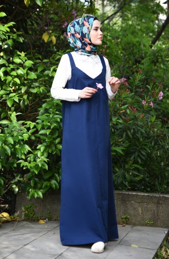 فستان سادة بتصميم بدون أكمام 5024-04 لون كحلي 5024-04