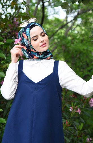 Dunkelblau Hijab Kleider 5024-04