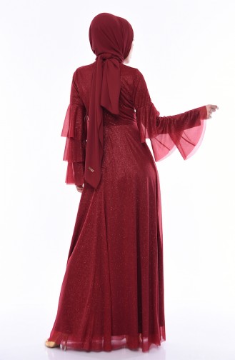 Silvery Evening Dress 8007-03 Claret Red 8007-03