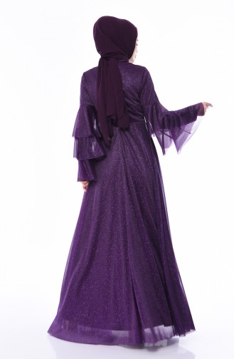 Silvery Evening Dress 8007-04 Purple 8007-04