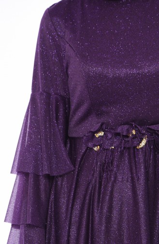 Silvery Evening Dress 8007-04 Purple 8007-04