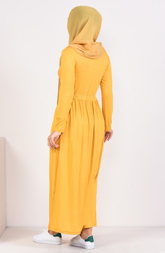 فستان رياضي بتصميم مطبع 4206-01 لون اصفر داكن 4206-01