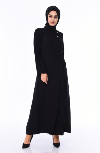 Linen Abaya  6824-04 Black 6824-04