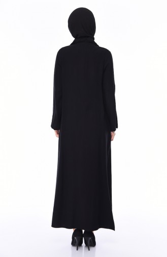 Linen Abaya  6824-04 Black 6824-04