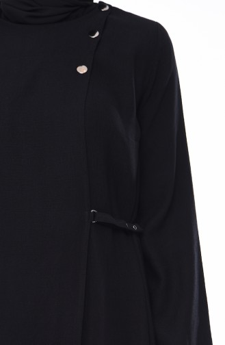 Linen Abaya  6824-04 Black 6824-04