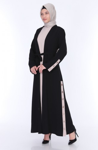 Abaya Elbise İkili Takım 7836-01 Siyah 7836-01