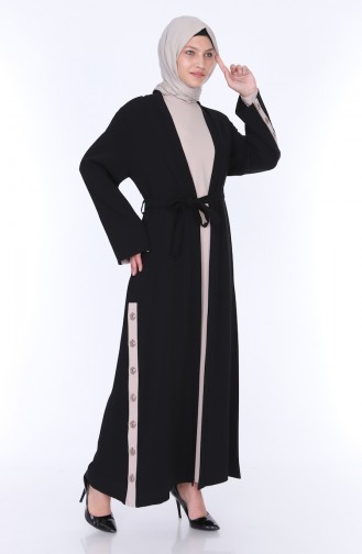 Abaya Elbise İkili Takım 7836-01 Siyah 7836-01