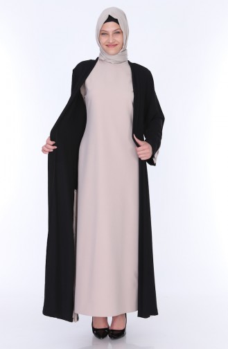 Abaya Elbise İkili Takım 7836-01 Siyah 7836-01