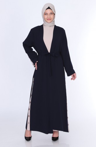 Abaya Elbise İkili Takım 7836-02 Lacivert