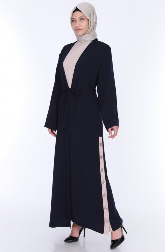 Abaya Elbise İkili Takım 7836-02 Lacivert