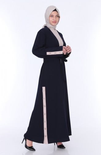 Abaya Dress Double Suit7836-02 Navy 7836-02