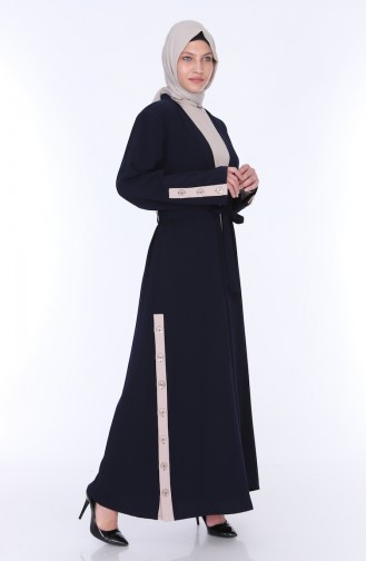 Abaya Elbise İkili Takım 7836-02 Lacivert