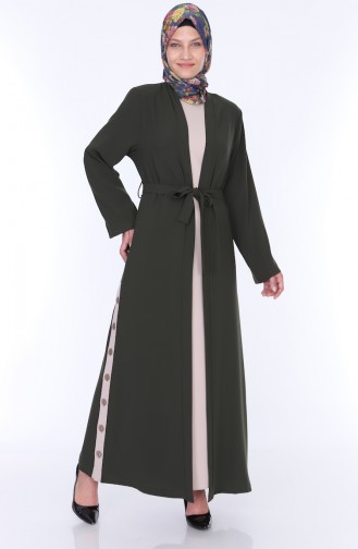 Abaya Elbise İkili Takım 7836-04 Haki