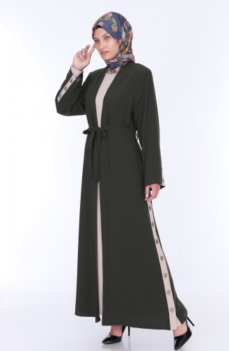 Abaya Kleid Doppel Set 7836-04 Khaki 7836-04