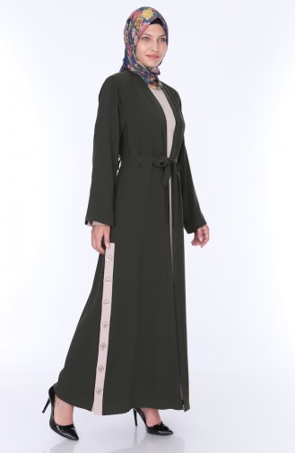 Abaya Elbise İkili Takım 7836-04 Haki