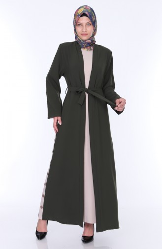 Abaya Kleid Doppel Set 7836-04 Khaki 7836-04