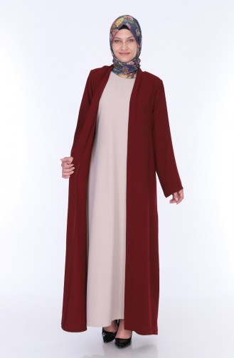 Abaya Elbise İkili Takım 7836-05 Bordo
