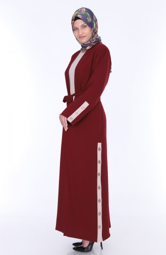 Abaya Elbise İkili Takım 7836-05 Bordo 7836-05