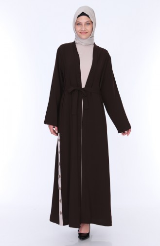 Abaya Elbise İkili Takım 7836-06 Kahverengi 7836-06