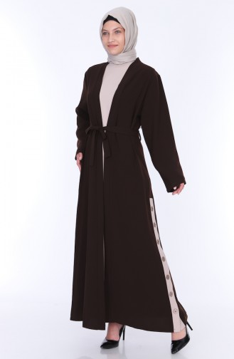 Abaya Elbise İkili Takım 7836-06 Kahverengi 7836-06