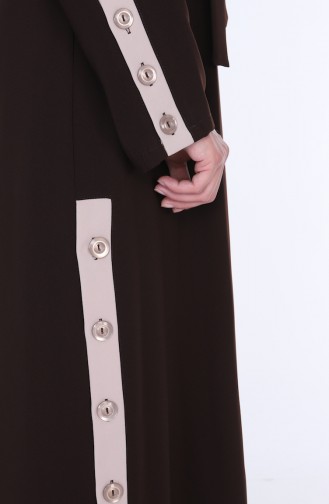 Abaya Elbise İkili Takım 7836-06 Kahverengi