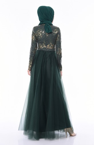 Emerald Green Hijab Evening Dress 4524-05