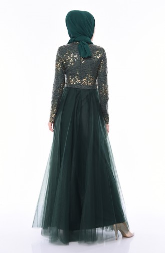 Sequined Evening Dress 4524-05 Emerald Green 4524-05