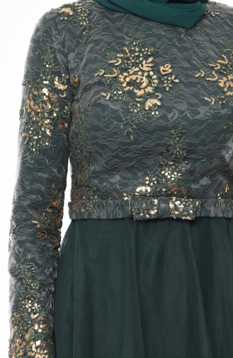 Robe de Soirée à Paillettes 4524-05  Vert émeraude 4524-05