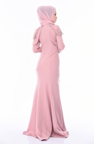 Stone Detail Evening Dress  8625-03 Dried Rose 8625-03