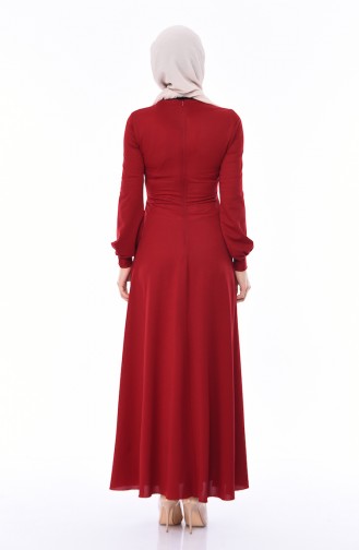Belted Dress 0157-03 Claret Red 0157-03