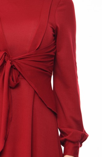 Claret Red Hijab Dress 0157-03