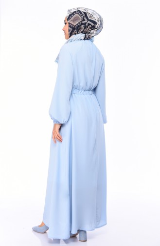 فستان صيفي فيسكوز بتصميم مُطبع 1046 B-03 لون أزرق فاتح 1046B-03