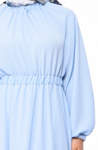 Lastikli Yazlık Elbise 1046B-03 Bebe Mavi