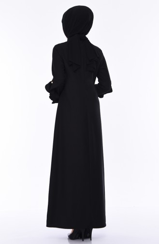 Frilled Sleeve Pearl Dress 1023-04 Black 1023-04