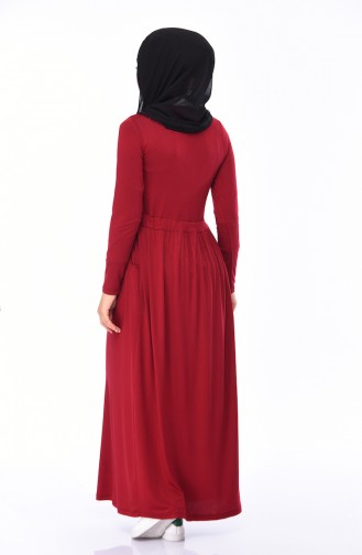 Weinrot Hijab Kleider 4206-06