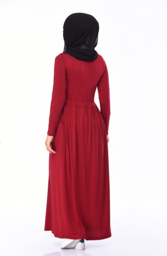 فستان رياضي بتصميم مُطبع 4206-06 لون خمري 4206-06