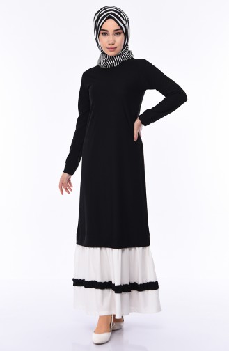 Ruffle Garnished Dress 4211-01 Black 4211-01