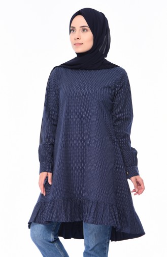 Damla Desenli Tunik 1245-03 Siyah Ekru 1245-03