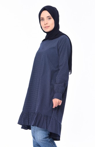 Damla Desenli Tunik 1245-03 Siyah Ekru 1245-03