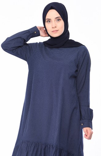 Damla Desenli Tunik 1245-03 Siyah Ekru