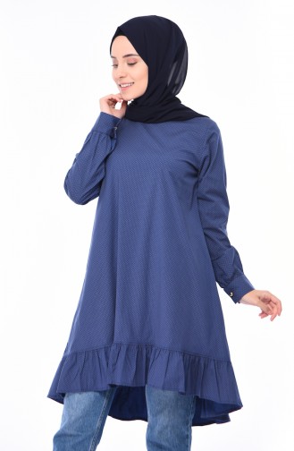 Damla Desenli Tunik 1245-04 Lacivert Hardal 1245-04