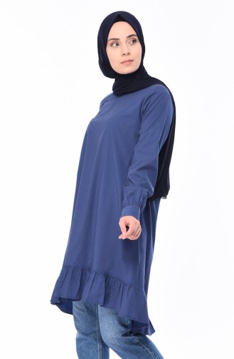 Damla Desenli Tunik 1245-04 Lacivert Hardal