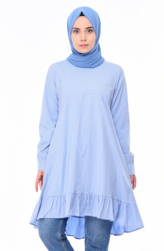 Polka-dot Patterned Tunic 1245-05 Baby Blue 1245-05