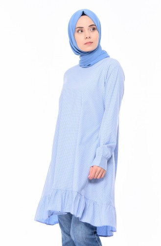 Damla Desenli Tunik 1245-05 Bebe Mavisi 1245-05