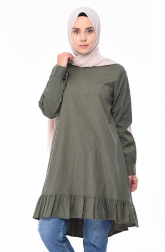 Polka-dot Patterned Tunic 1245-07 Khaki 1245-07