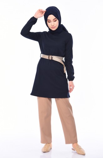 Sleeve Elastic Arched Tunic 7001-03 Navy 7001-03