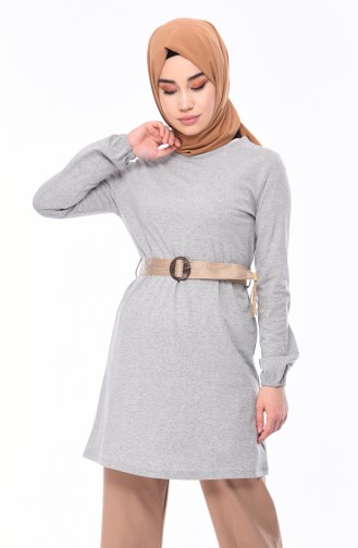 Sleeve Elastic Arched Tunic 7001-04 Gray 7001-04