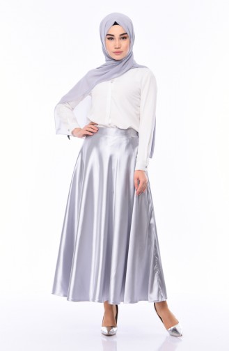 Satin Flare Skirt 21266-01 Gray 21266-01